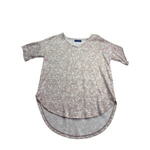 Simply Styled By Sears Womens Short Sleeve Floral Top S High Low Beige White